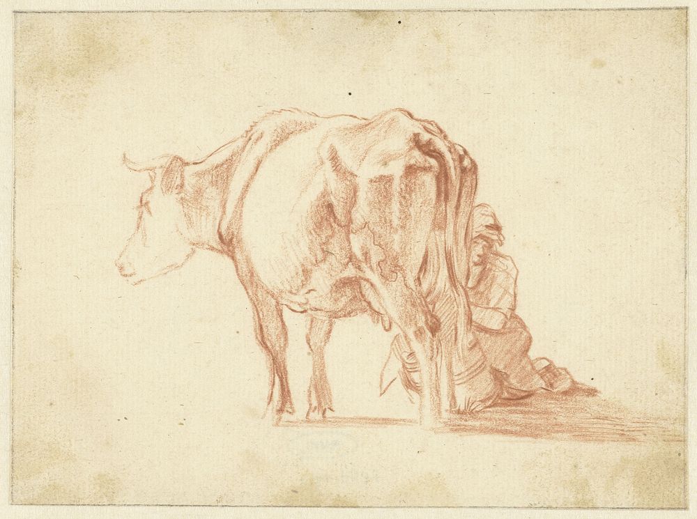 Koe die gemolken wordt (1786 - 1839) by Pieter Gerardus van Os