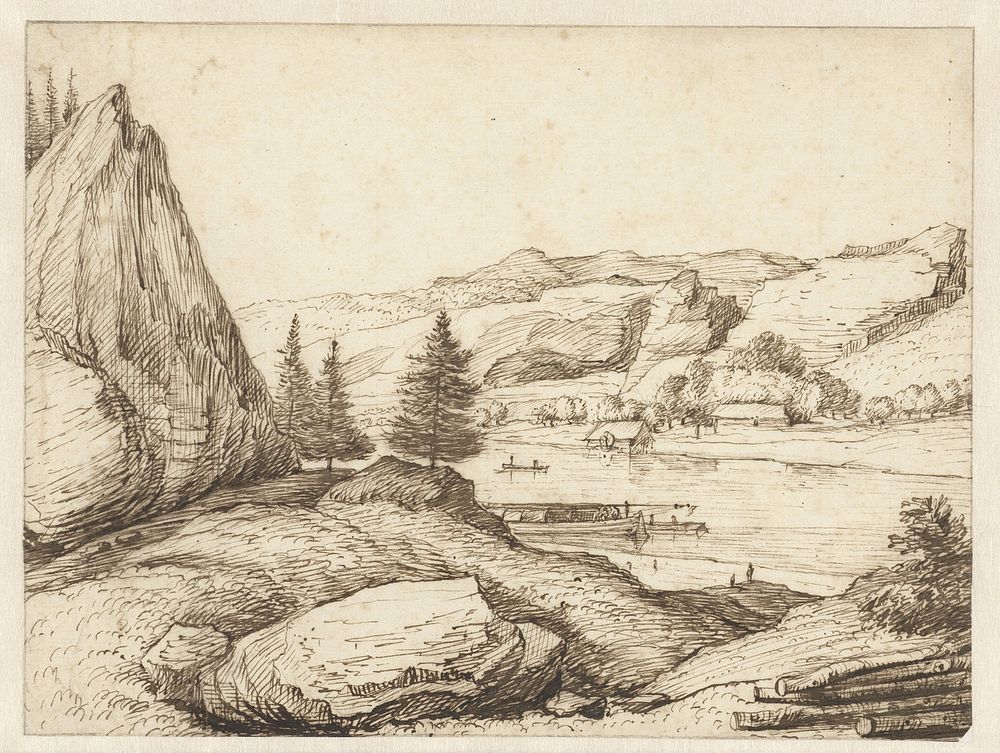 Berglandschap met een rivier (1636 - 1687) by Jacob Esselens