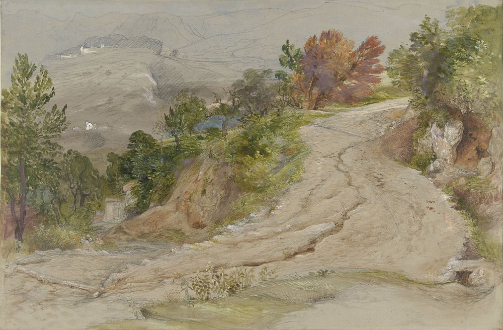 Weg in een Italiaans berglandschap (1815 - 1881) by Samuel Palmer