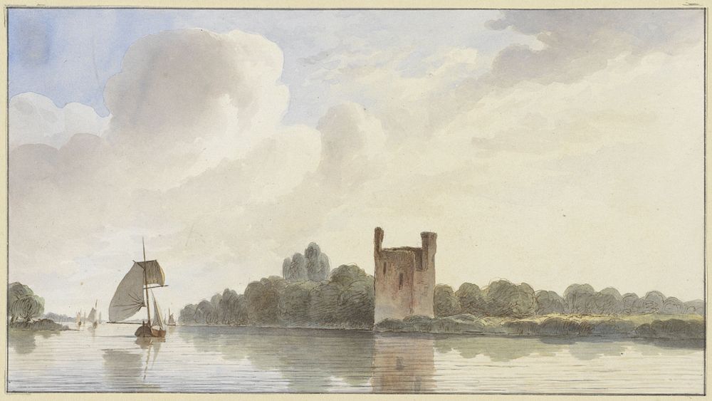 Ruïne van Huis te Merwede bij Dordrecht aan de Maas (1820 - 1872) by Hendrik Abraham Klinkhamer