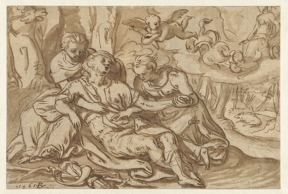 Venus beweent de dode Adonis (1561) by Bernaert de Rijckere