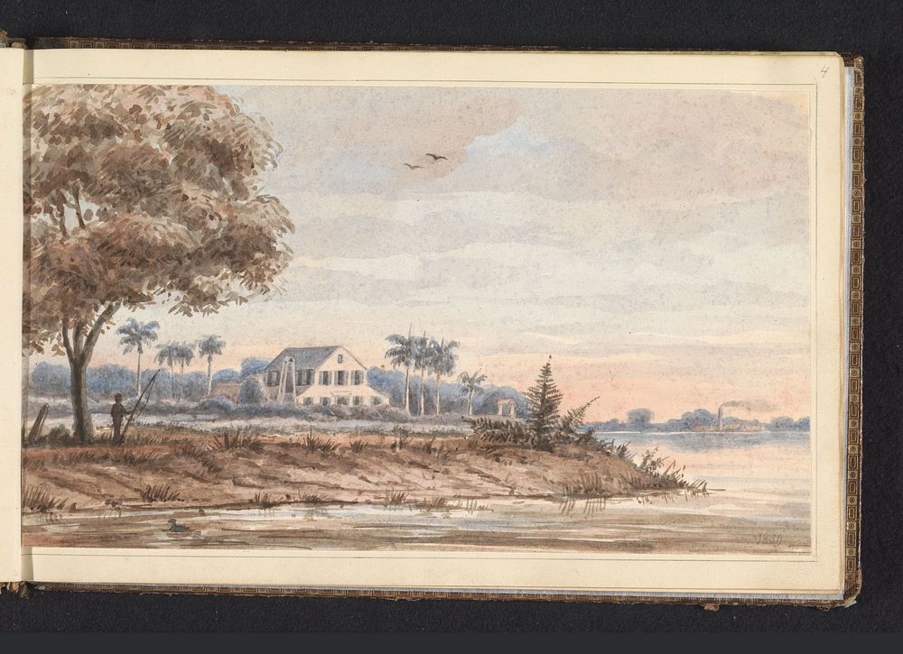 De Hernhutterkerk op de plantage Leliëndaal (1859) by Jacob Marius Adriaan Martini van Geffen