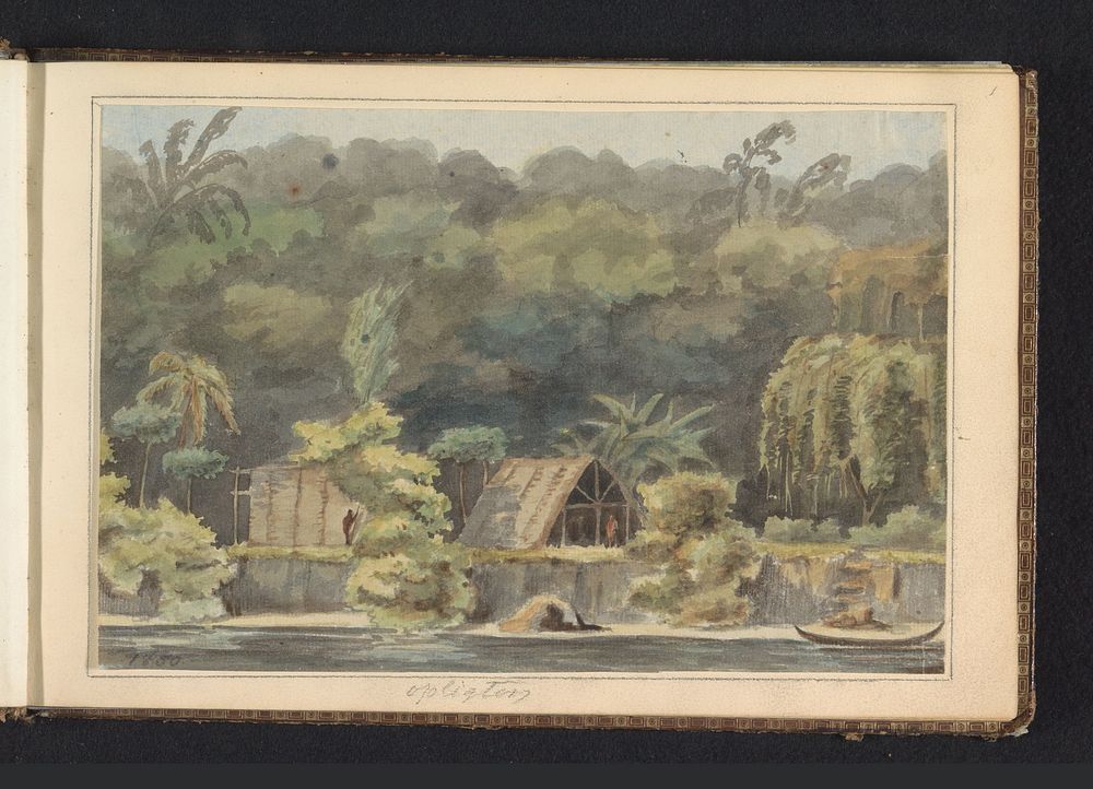 Oeman kondre aan de Marowijne rivier (1850) by Jacob Marius Adriaan Martini van Geffen