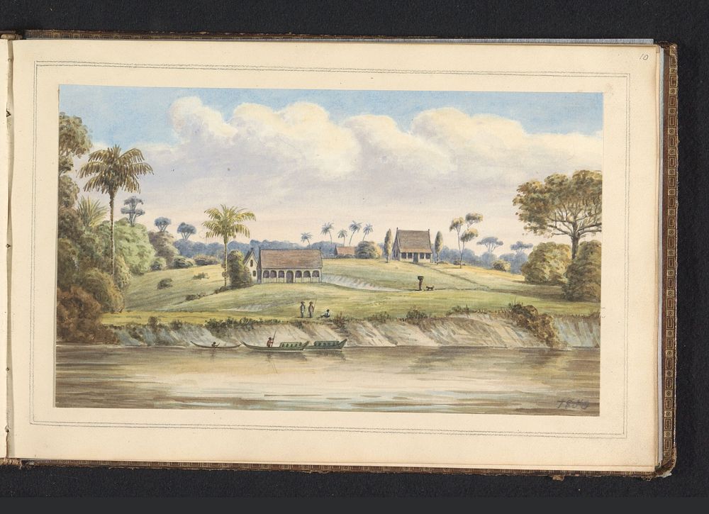 Gezicht op Port Victoria gelegen aan de Suriname rivier (1850) by Jacob Marius Adriaan Martini van Geffen