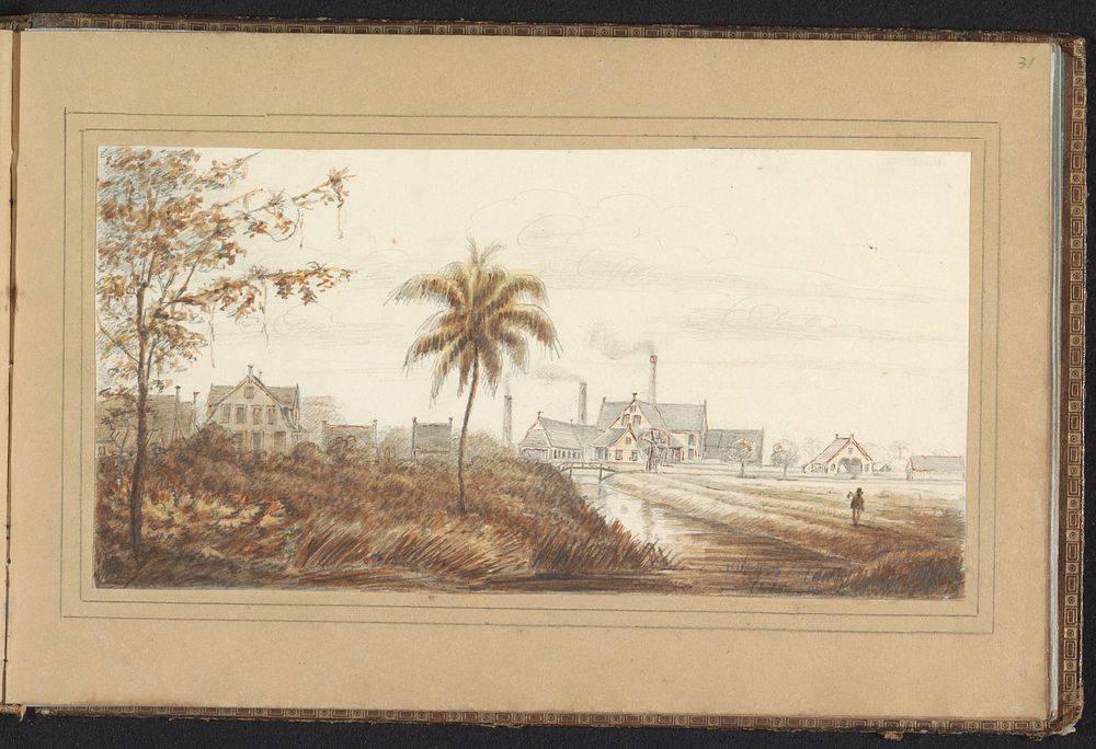 Gezicht op plantage Visserszorg (in or after c. 1850 - in or before c. 1860) by Jacob Marius Adriaan Martini van Geffen