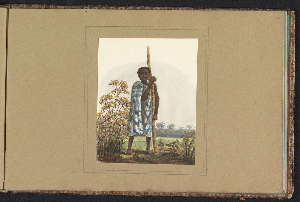 Jongen met grote stengel suikerriet (in or after c. 1850 - in or before c. 1860) by Jacob Marius Adriaan Martini van Geffen