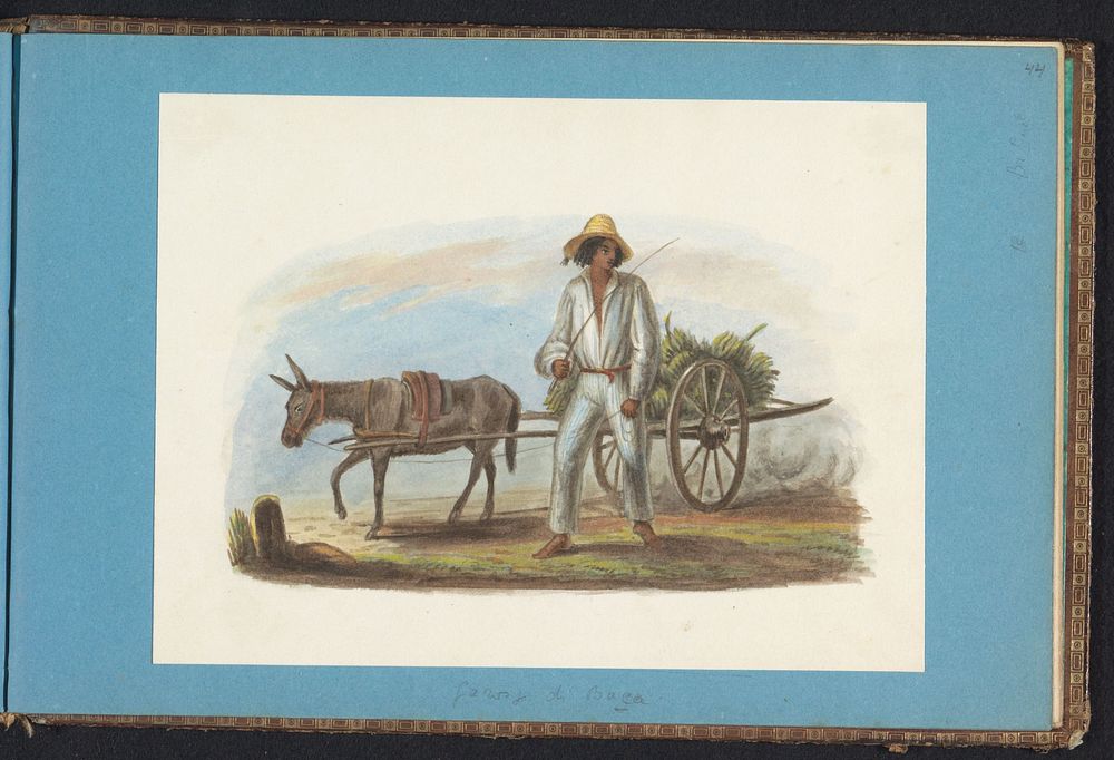 Man met kar met bananen (in or after c. 1850 - in or before c. 1860) by Jacob Marius Adriaan Martini van Geffen