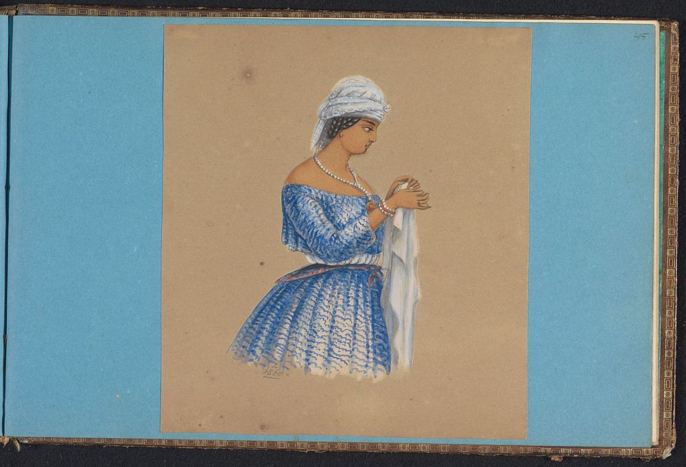 Vrouw in koto misi met zakdoek (1860) by Jacob Marius Adriaan Martini van Geffen