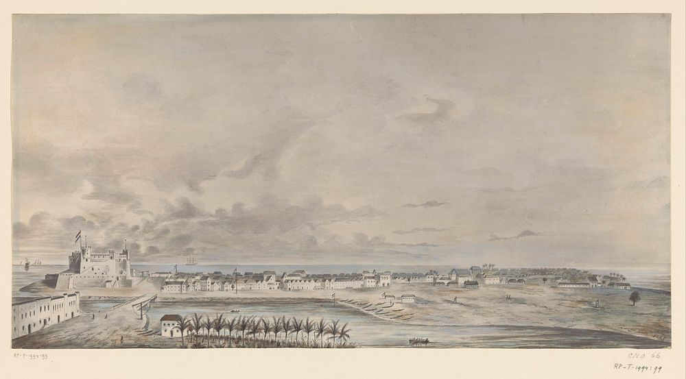 Gezicht op Fort Elmina aan de kust van Ghana (in or after 1869) by anonymous, anonymous and Monogrammist JCKJ