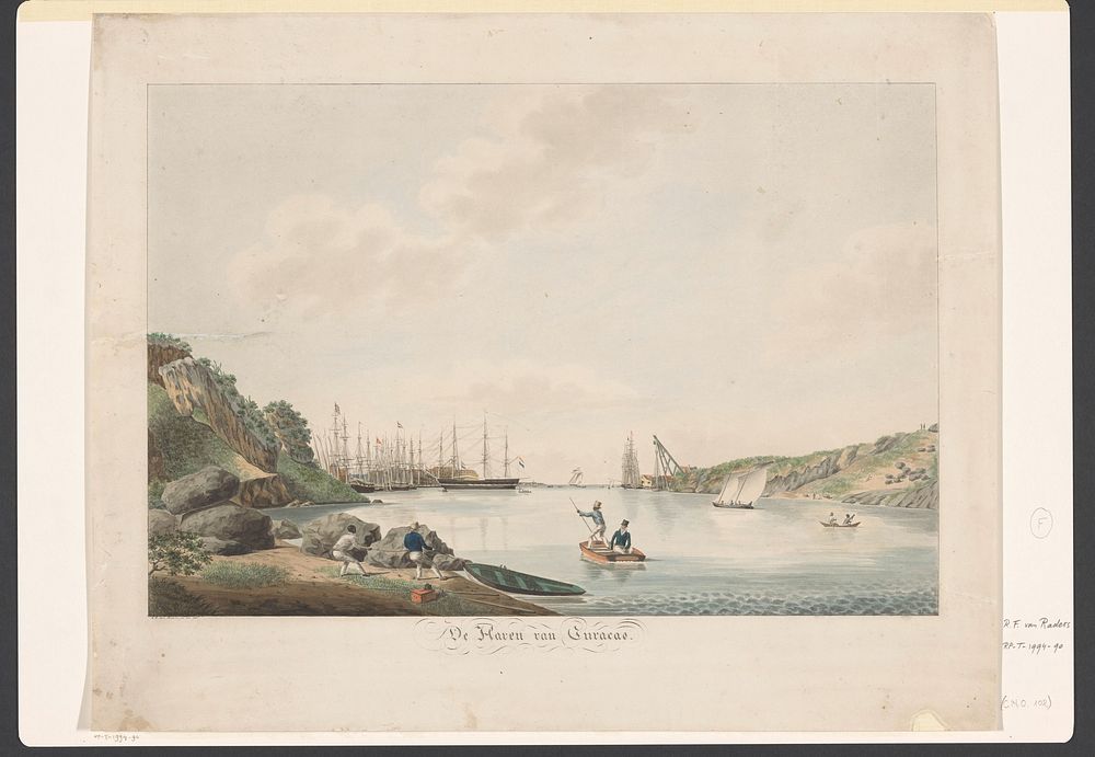 Gezicht op de haven van Curaçao (c. 1825) by Reinier Frederik baron van Raders