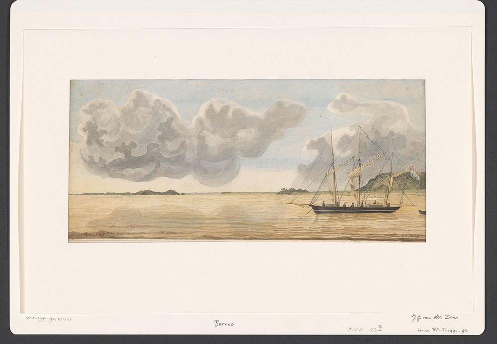 Gezicht op de Sambas rivier op Borneo (1843 - 1845) by J G van der Does