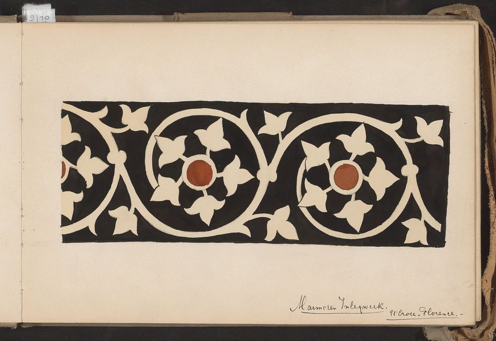 Marmeren inlegwerk met bladeren uit de Santa Croce te Florence (c. 1890 - c. 1922) by Johanna van de Kamer