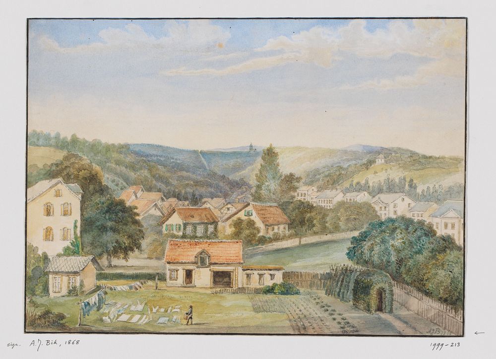 Gezicht op Soden-am-Taunus, Duitsland (c. 1868) by Adrianus Johannes Bik