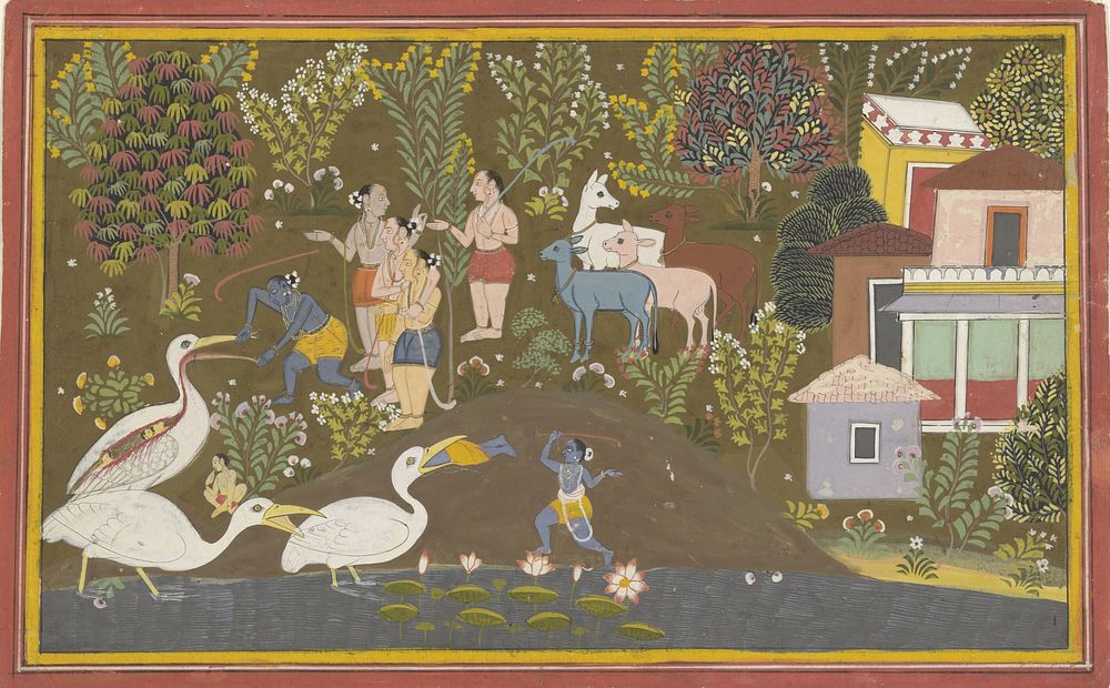 Krishna met Bakasura (1710 - 1730) by anonymous