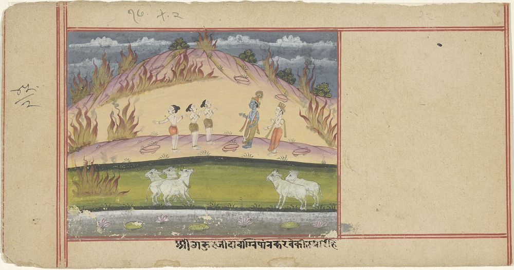 Krishna blust een bosbrand (1700 - 1800) by anonymous
