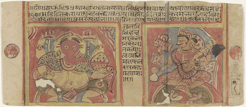 Hindoe goden, Ganesha en Sarasvati (1590 - 1610) by anonymous