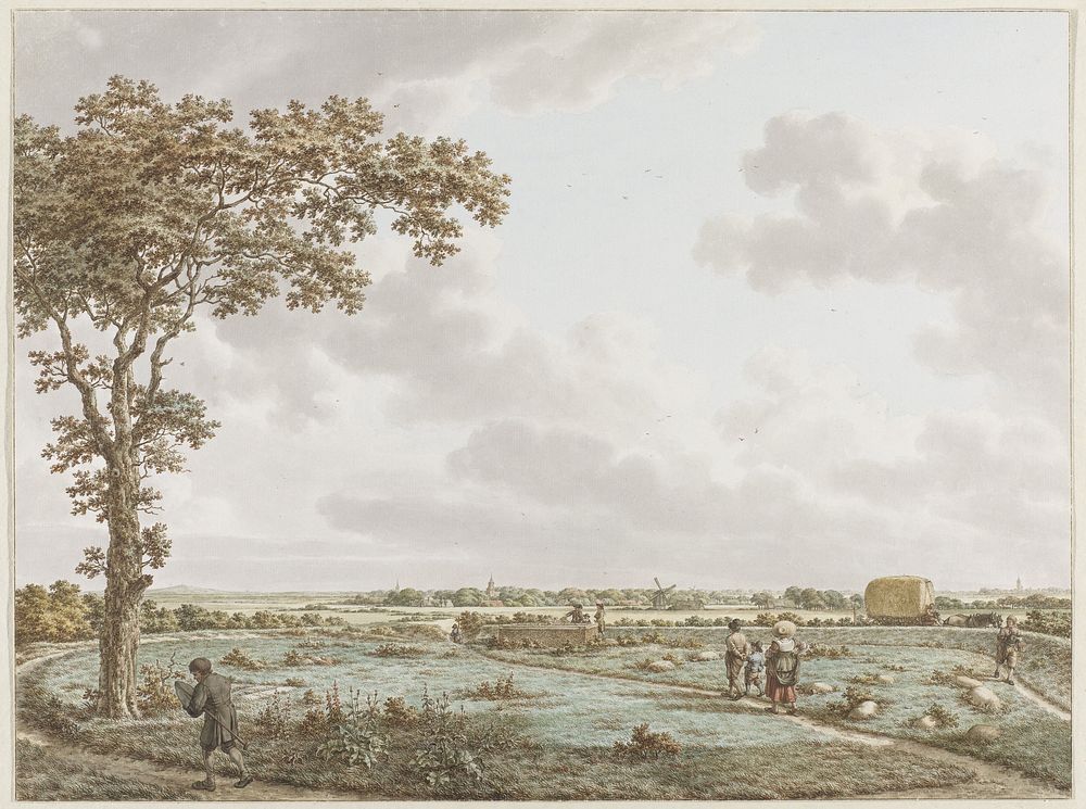 De Tafelberg in het landschap, gezien vanaf het Sint-Janskerkhof bij Laren (c. 1795) by Jacob Cats 1741 1799