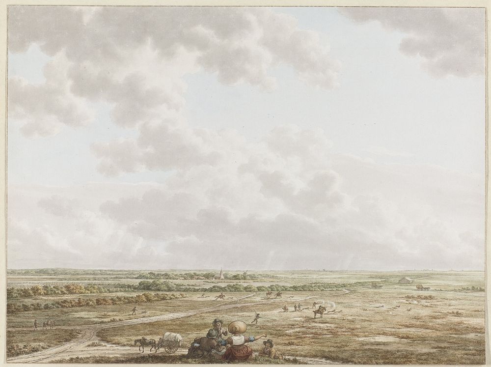 Gezicht van de Tafelberg bij Blaricum, met op de voorgrond Laren (c. 1795) by Jacob Cats 1741 1799
