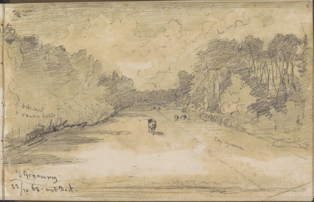 Gezicht op de 's-Gravenweg tussen Nieuwerkerk aan den IJssel en Kralingen (1868) by Johannes Tavenraat
