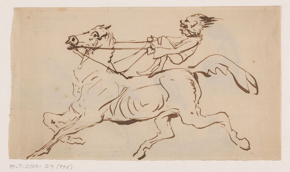 Circuspaard met dwerg als berijder (1840 - 1870) by Johannes Tavenraat