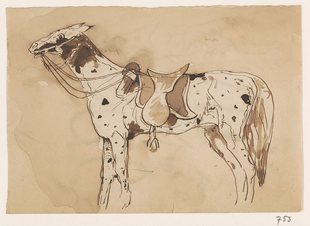 Paard met zadel (1840 - 1880) by Johannes Tavenraat