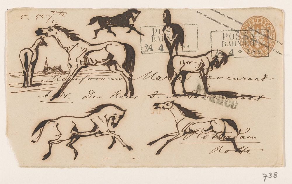 Paarden (1840 - 1880) by Johannes Tavenraat
