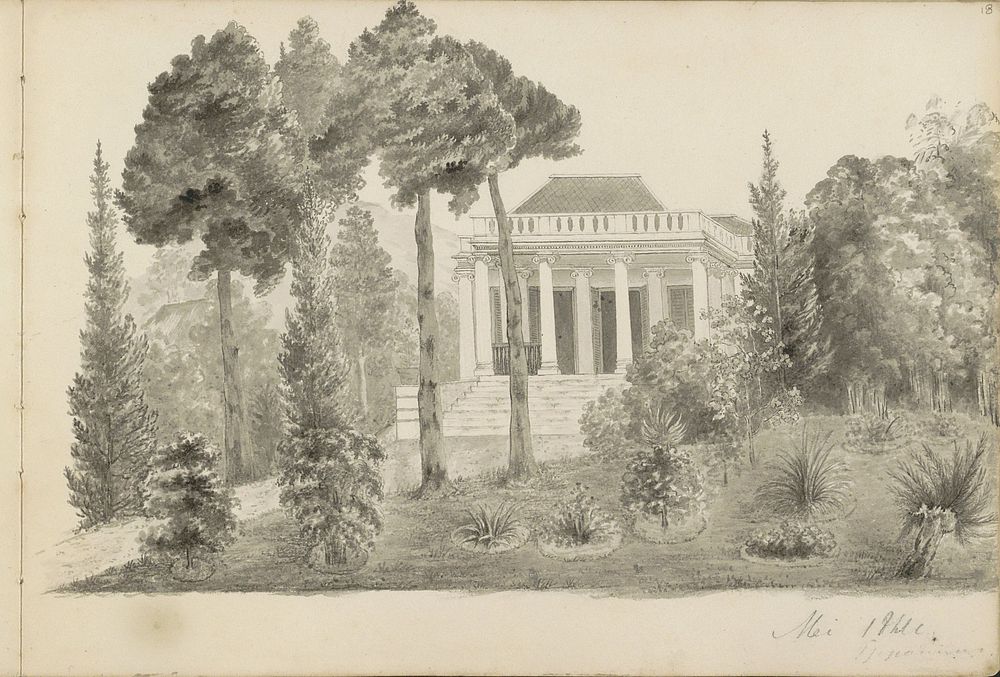 Landhuis met bordes en tuin, vermoedelijk te Nederlands-Indië (1841) by anonymous