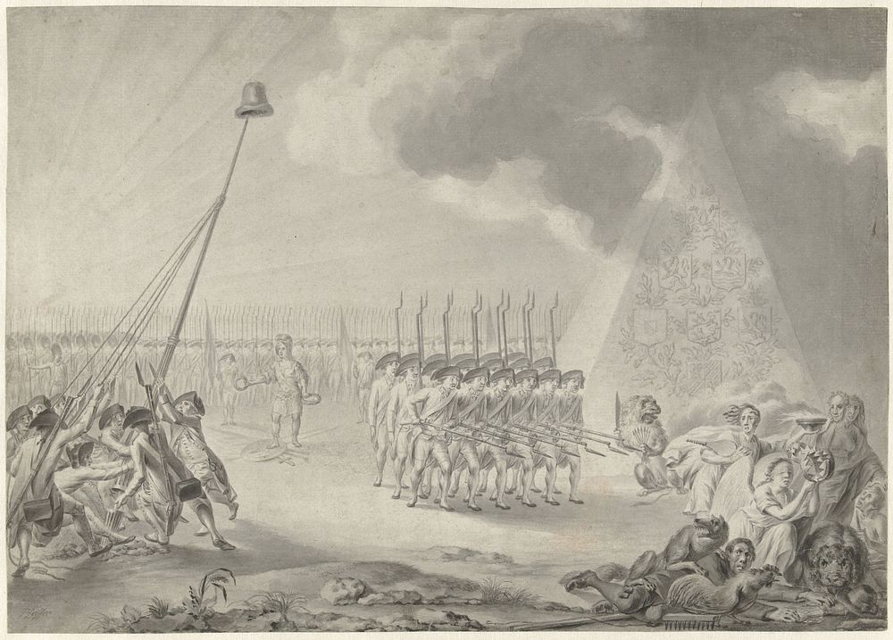 Een corps Patriotten trekt op (after 1780 - before 1784) by François Joseph Pfeiffer