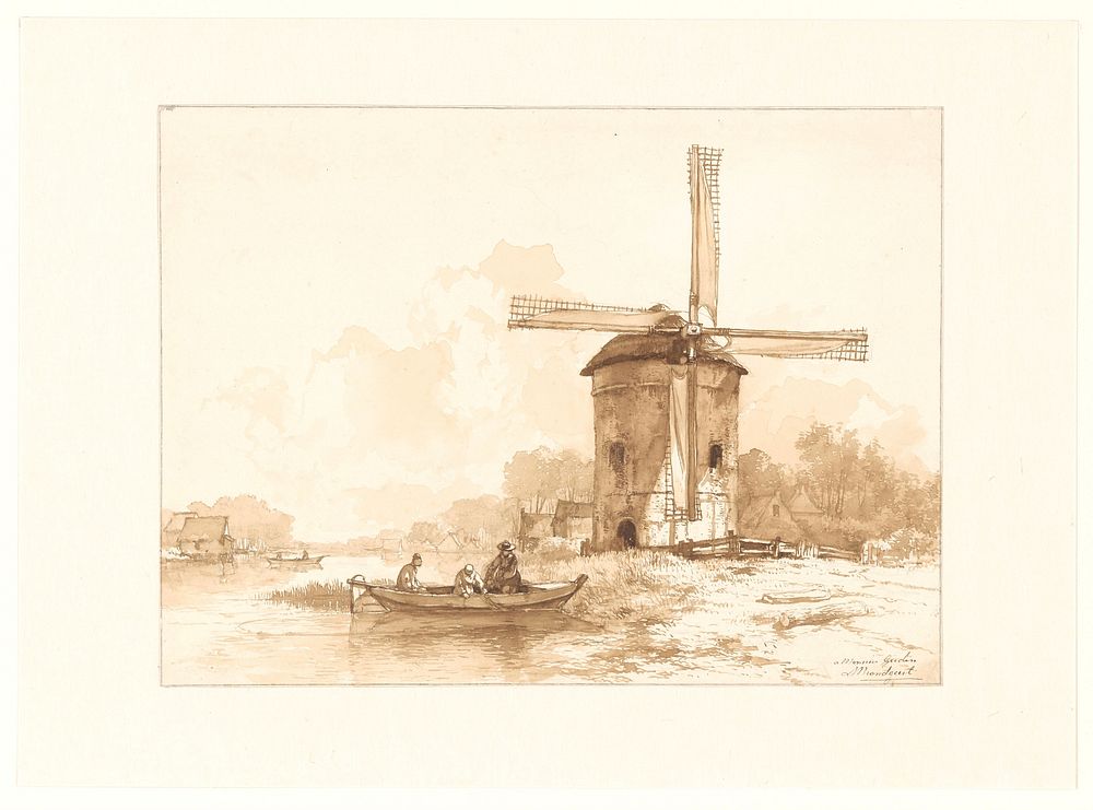 Rivierlandschap in Frankrijk (c. 1796 - before 1849) by Albertus Brondgeest