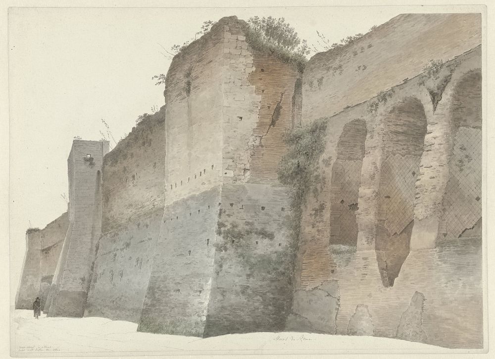 The Aurelian Wall in Rome (c. 1809 - c. 1812) by Josephus Augustus Knip