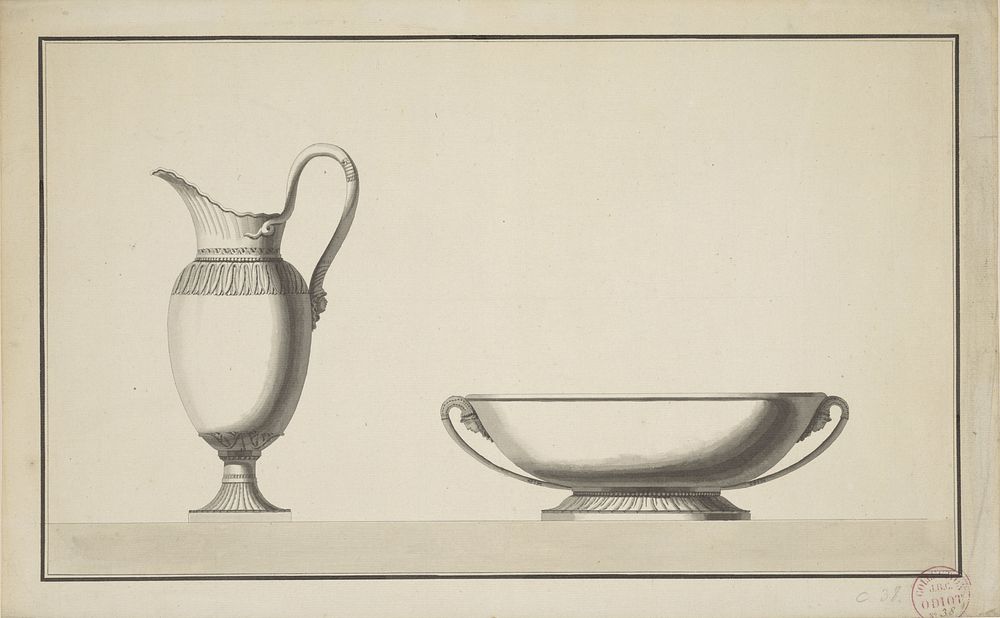 Ontwerp voor een kan en schaal (c. 1790) by Jean Guillaume Moitte
