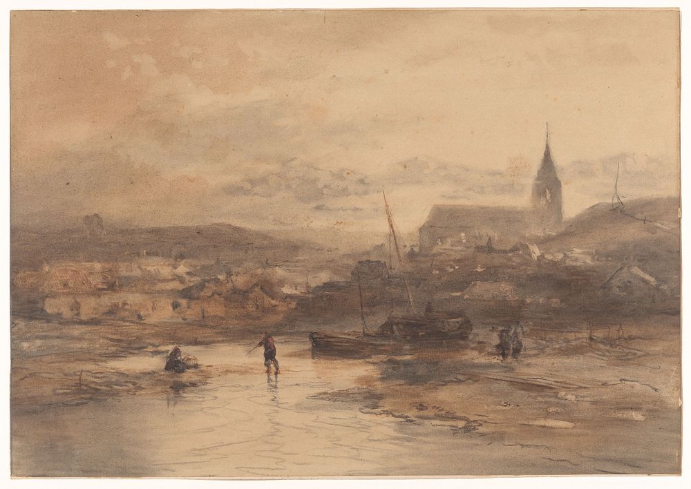 Landschap met kerk (1823 - 1876) by Salomon Leonardus Verveer