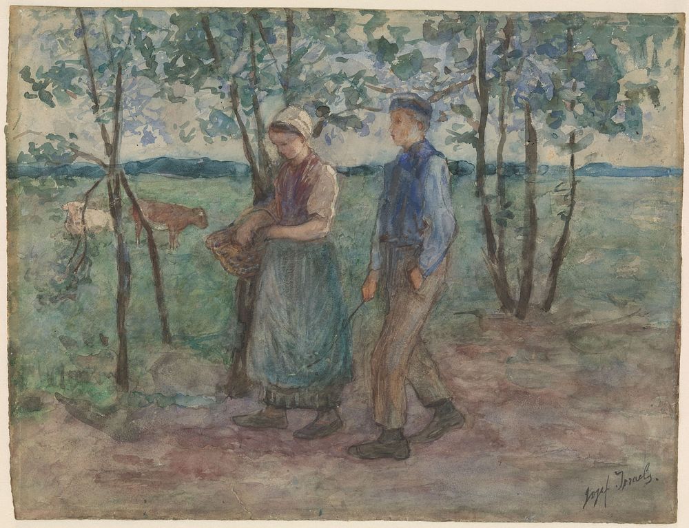 Op vrijersvoeten (1834 - 1911) by Jozef Israëls