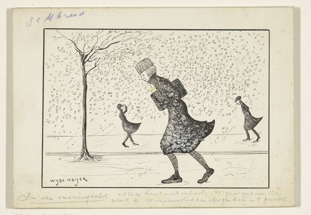 Mien in een sneeuwjacht (1895 - 1942) by Wybo Meijer