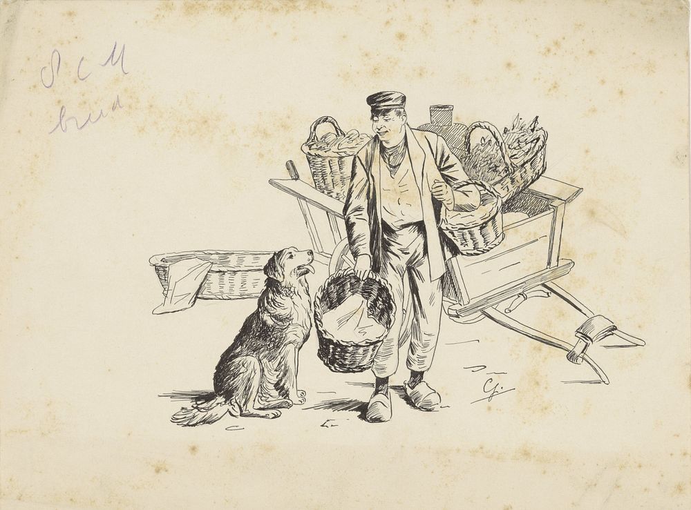 Man bij een kar (1868 - 1931) by Johan Georg Gerstenhauer Zimmerman