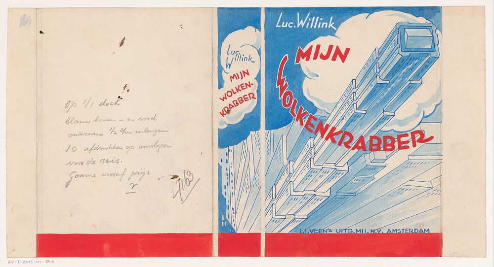 Bandontwerp voor: Luc. Willink, Mijn wolkenkrabber, 1937 (in or before 1937) by anonymous
