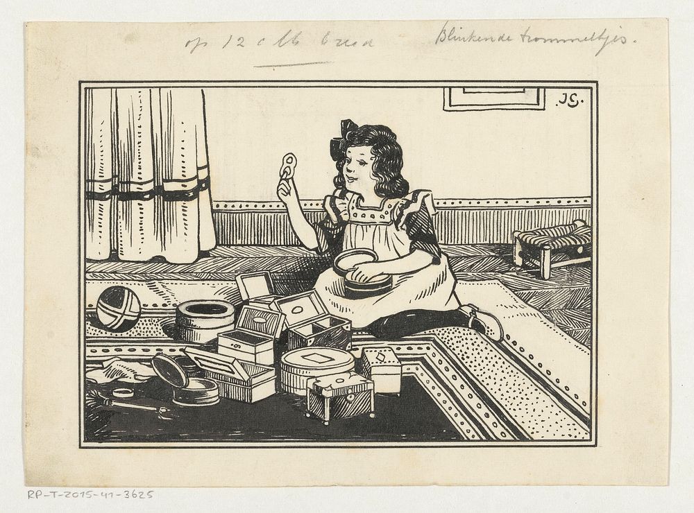 Meisje haalt een krakeling uit een trommel (c. 1900 - c. 1940)