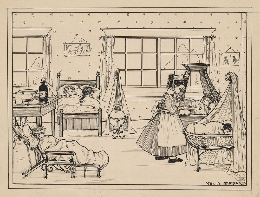 Kinderen op een ziekenzaal (1912) by Nelly Spoor