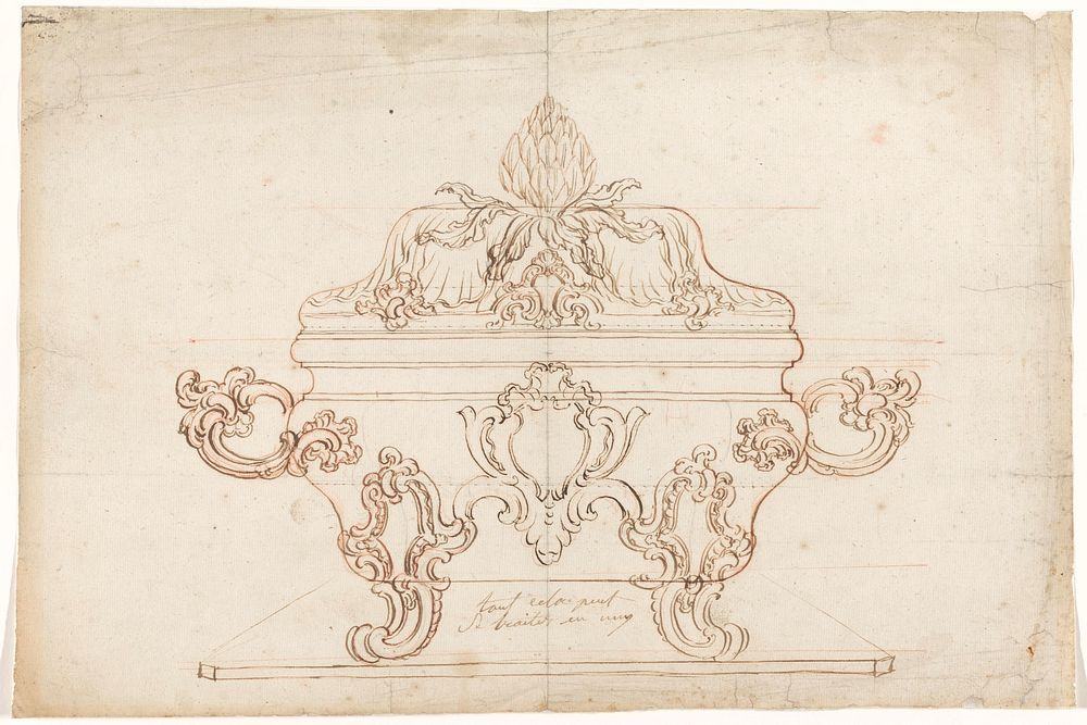 Ovale terrine met deksel dat door een artisjok wordt bekroond, staande op een dunne plaat met afgeschuinde hoeken. (c. 1750)…