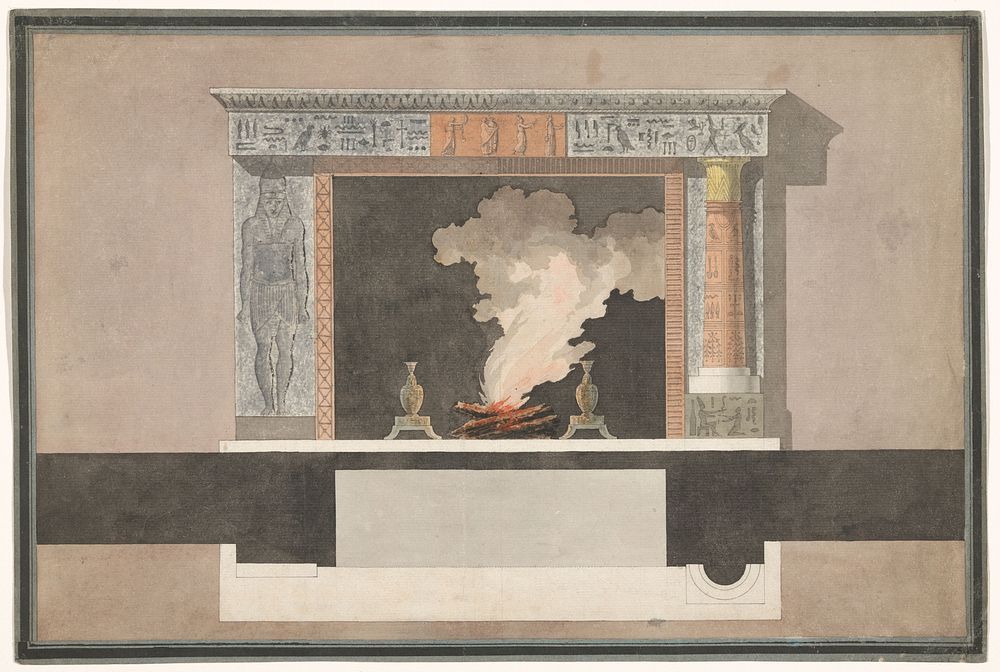 Ontwerp voor schoorsteen in Egyptische stijl (c. 1790 - c. 1800) by Jean Démosthène Dugourc