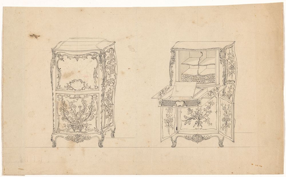 Twee secretaires (c. 1760 - c. 1765) by J L Th Baijer