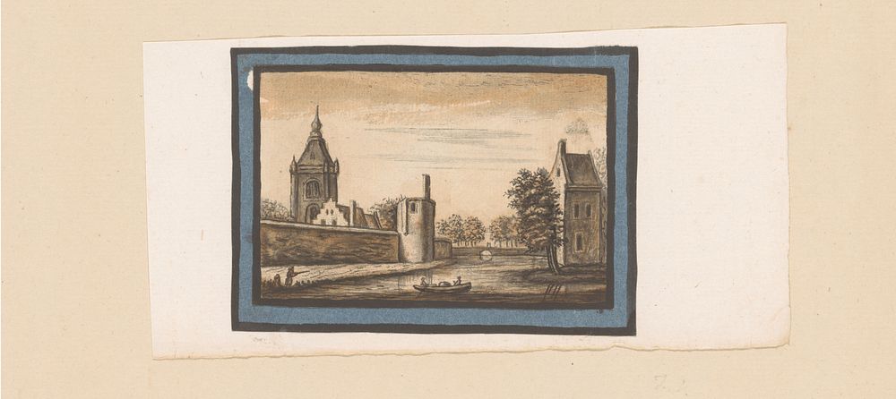 Gezicht op het kasteel van Montfoort (1725 - 1750) by anonymous and Abraham Rademaker