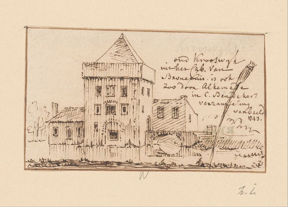 Gezicht op de hofstede Crooswijk in Rotterdam (after 1743 - 1800) by anonymous