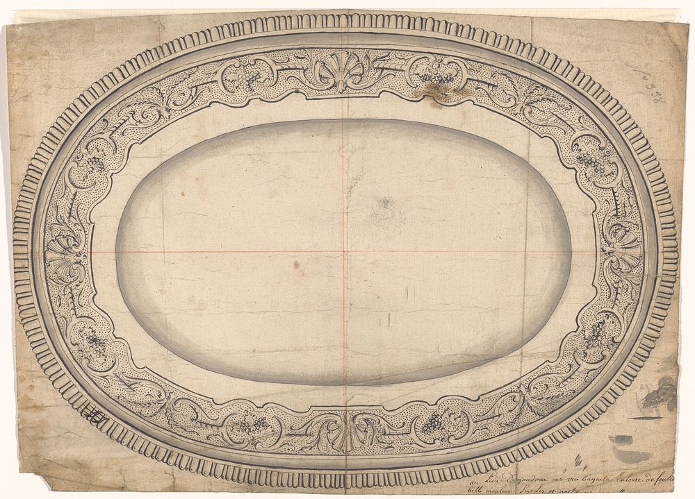 Ontwerp voor een schaal met druiventrossen in de rand (c. 1700) by anonymous