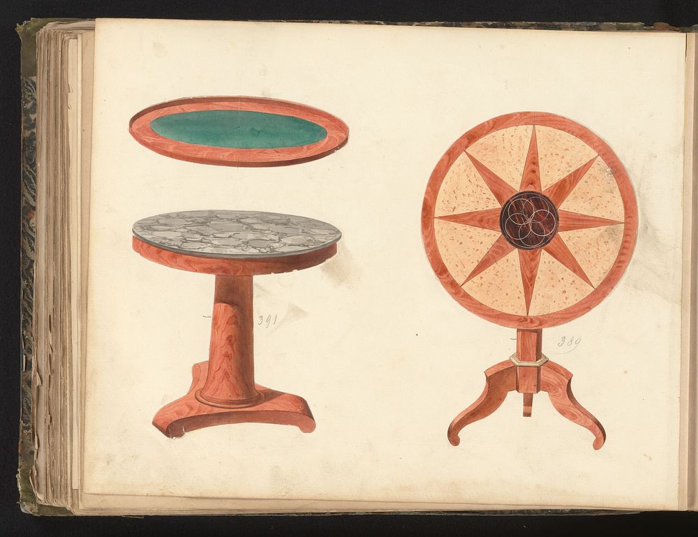 Ontwerp voor een gueridon en een tafel (c. 1825 - c. 1839) by anonymous