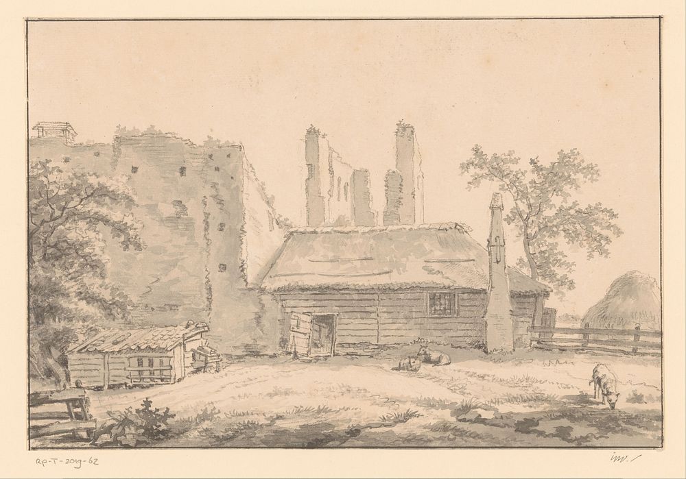 Gezicht op de ruïnes van Kasteel Brederode (1750 - 1850) by anonymous