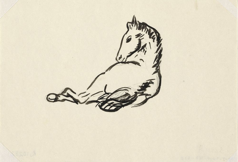Zonder titel (schets liggend paard) (1935 - 1936) by Leo Gestel