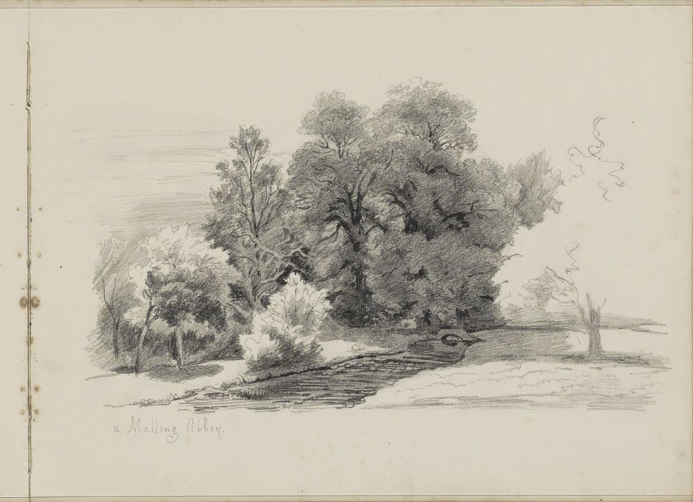Landschap bij Malling Abbey (1858) by Gerrit Postma