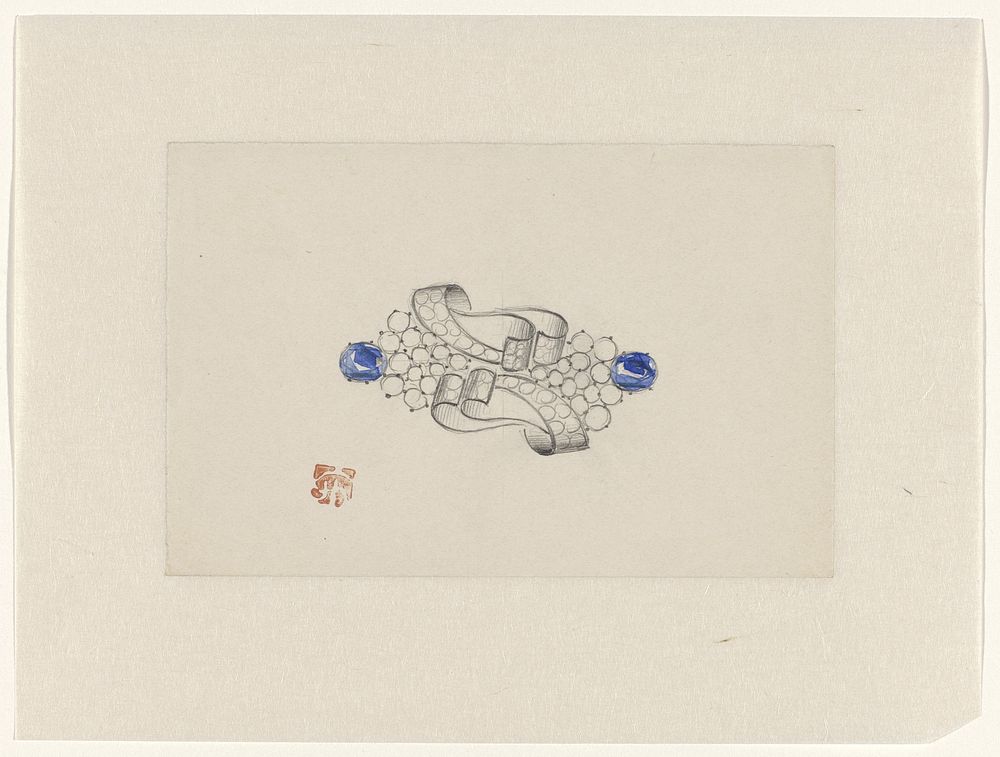 Ontwerp voor een broche met saffieren (c. 1920 - c. 1930) by Jules Chadel