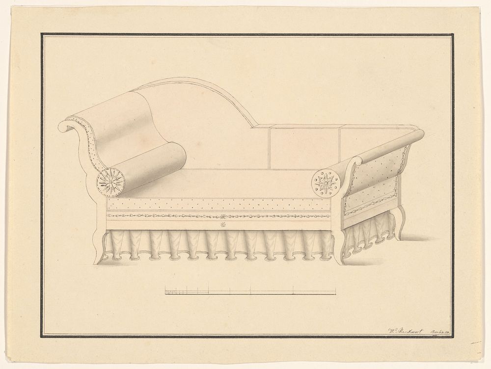 Ontwerp voor een beklede canapé (1823) by Carl Wilhelm Marckwort
